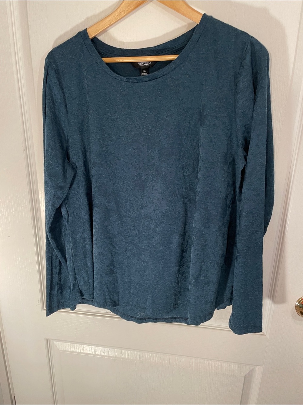 Simply Vera Vera Wang Teal Long-Sleeve Crewneck Top